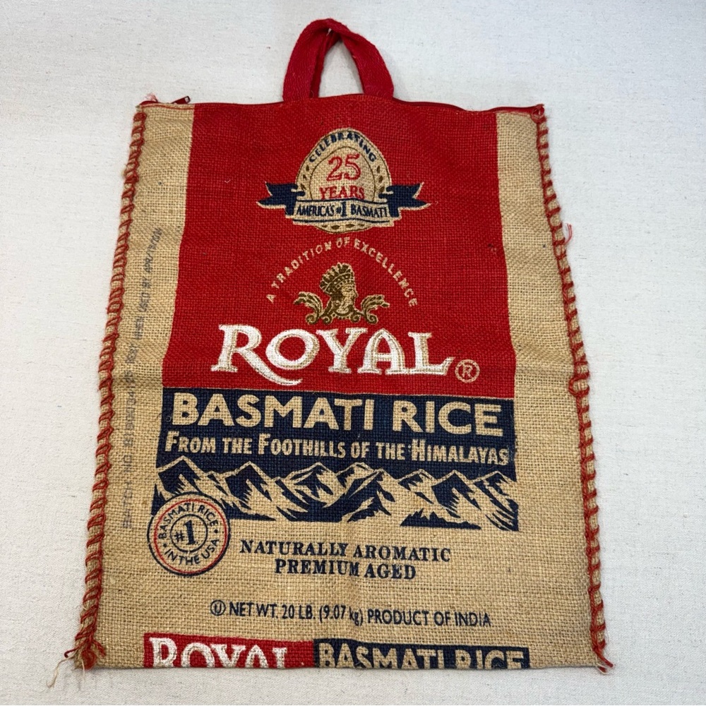 Royal Basmati Burlap Bag with Zipper and Handle Rice Burlap